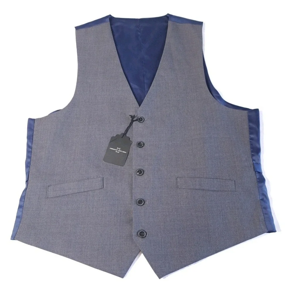 Combatant Gentlemen Men's Charcoal Suit Button Vest 100% Wool 42L Workwear NWT